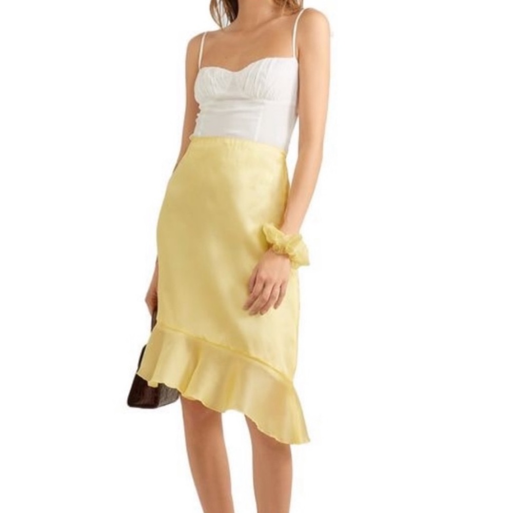 MaisonCleo Yellow Kika Asymmetric Ruffled Silk